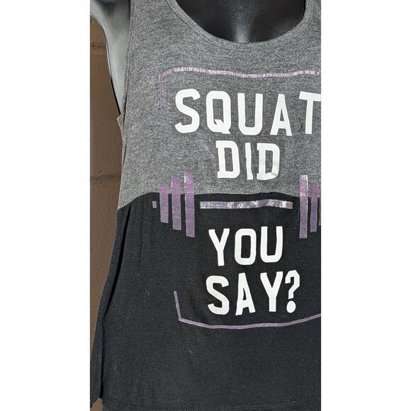 Electric Pink Squat Did You Say? Sleeveless Workout Racerback Tank Top Medium - Picture 2 of 5